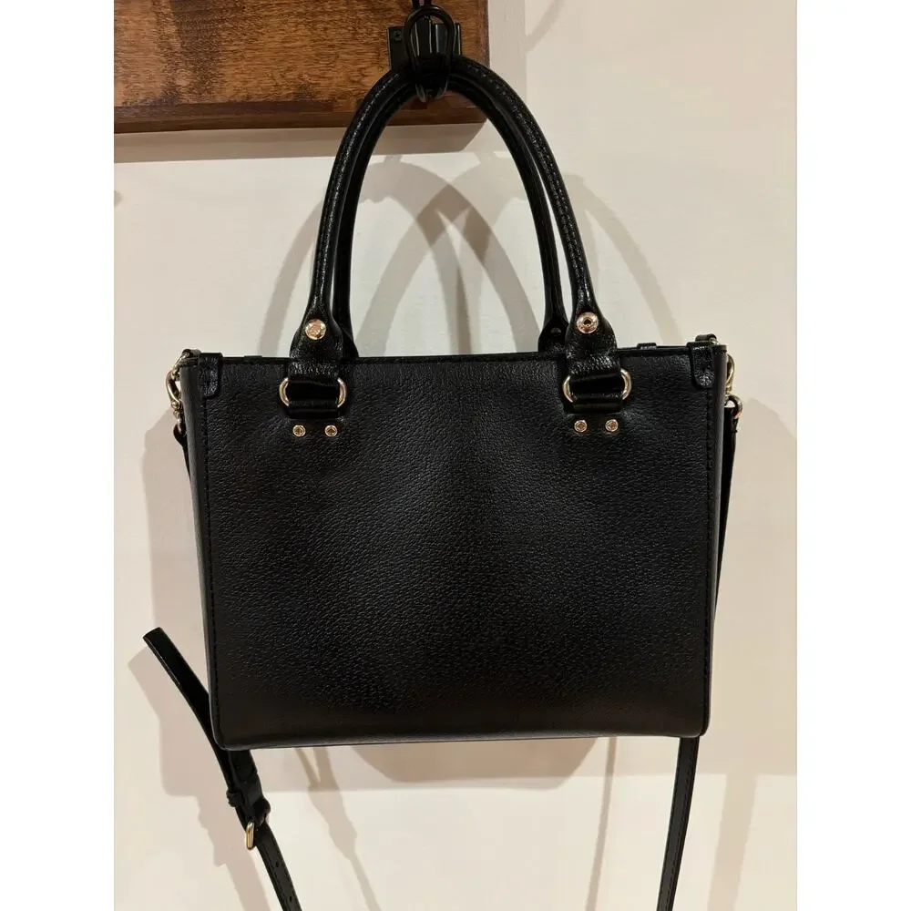 Kate Spade Wellesley Quinn Black Leather Satchel Bag Crossbody Small Medium
